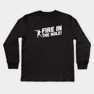 Fire in The Hole Gaming Kids Long Sleeve T-Shirt